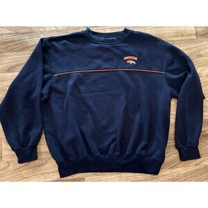 Vintage 90s Style Denver Broncos Sweatshirt Mens L Navy Orange Pullover Crewneck